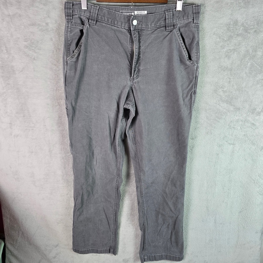 Carhartt Mens Rugged Flex Relaxed Fit Canvas‎ Work Pants Grey BN2291-M 35x34